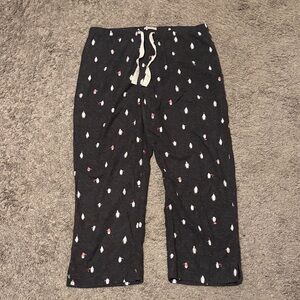 GAP Black Pajama Pants with White and Red Accents Penguins